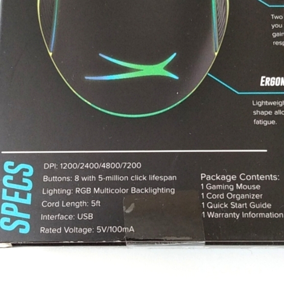 ALTEC LANSING GM300 BLACK RGB 8 BUTTON ERGONOMIC GAMING MOUSE NWT - Picture 5 of 7